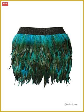 Handmade Faux Feather A-Line Mini Skirt with Stretch Waist